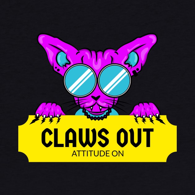 Claws Out Attitude On Cat Funny by Brindle & Bale